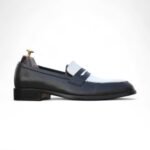 Men's Penny Loafer Leather Shoes in Black & White