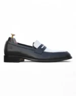 Men's Penny Loafer Leather Shoes in Black & White