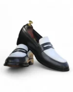 Classic Black & White Leather Loafers for Men