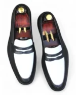 Stylish Men's Black & White Penny Loafers"