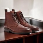 Stylish Men's Brown Lace-up Wing Tip Brogue Boots