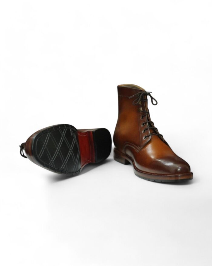 Men's Brown Handmade Lace-up Ankle Boots – Premium Leather