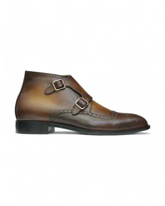 Premium Brown bespoke men's ankle boots made with genuine leather, soft inner goat lining, and a sturdy buffalo sole.