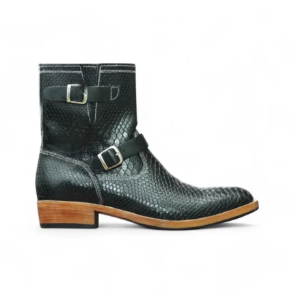 Men's Designer Engineer Boots – Unique Python Texture Leather