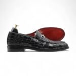 Luxury Handmade Black Alligator Print Shoes for Men