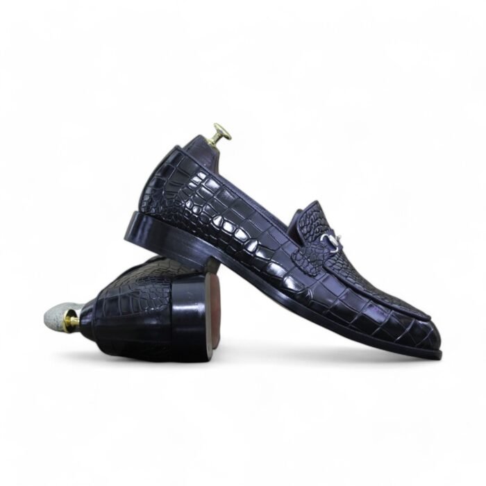 Unique Handmade Blue Alligator Print Shoes for Men