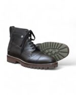 Handmade Men’s Brown Combat Leather Ankle Boots - Rubber Sole