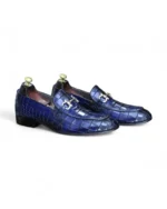 Handmade Men's Blue Alligator Print Shoes