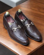 Soft goat leather lining of Brown Anaconda Snake Print Penny Loafers by Leather Edges, ensuring maximum comfort and breathability.