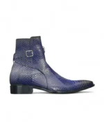 Men's Navy Blue Handmade Leather Jodhpur Boots with Vachetta Leather Lining