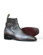 Handmade Brown Leather Jodhpur Boots with Buckle Closure