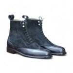 Stylish Men’s Two-Tone Suede and Leather Lace-Up Ankle Boots - Leather Edges