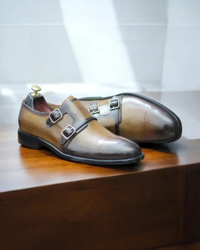 Premium Handmade Brown Leather Burnish Toe Cap Toe Boots