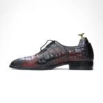 Men’s Premium Leather Sole Shoes - Handmade Burgundy Alligator