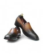 Brown Handpainted Two-Tone Python Texture Loafers for Men