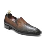 Brown Close-up of Handpainted Two-Tone Python Texture Loafers