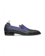 Blue Side view of Handpainted Two-Tone Python Texture Loafers for Men