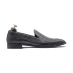 Black Luxury Handcrafted Two-Tone Python Texture Loafers
