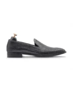 Black Luxury Handcrafted Two-Tone Python Texture Loafers