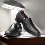 Black Luxury Handcrafted Two-Tone Python Texture Loafers