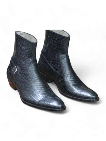 Top view of Python Print Snake Leather Texture Shoes, highlighting the intricate python texture and premium craftsmanship by Leather Edges