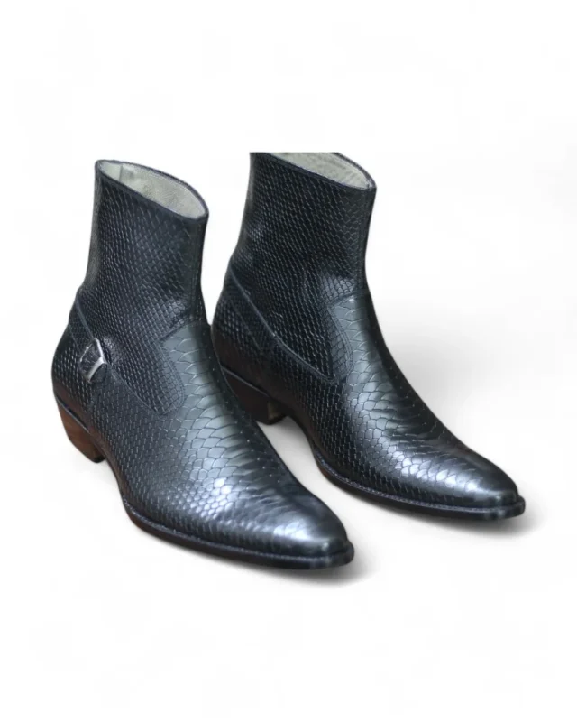 Top view of Python Print Snake Leather Texture Shoes, highlighting the intricate python texture and premium craftsmanship by Leather Edges