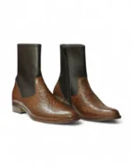 Men's Two-Tone Ostrich Leather Boots – Close-Up of Texture