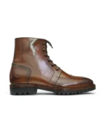 Men’s Mustard Combat Leather Lace-Up Boots – Rugged and stylish leather footwear by Leather Edges
