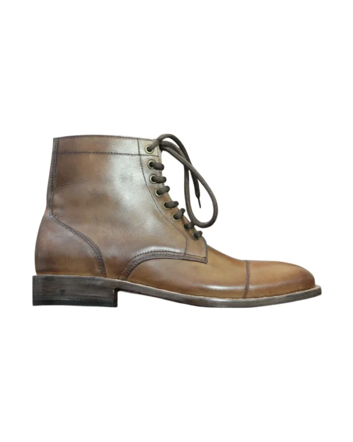 Men's Cap-Toe Oxford Dress Boot front view in genuine cow leather.