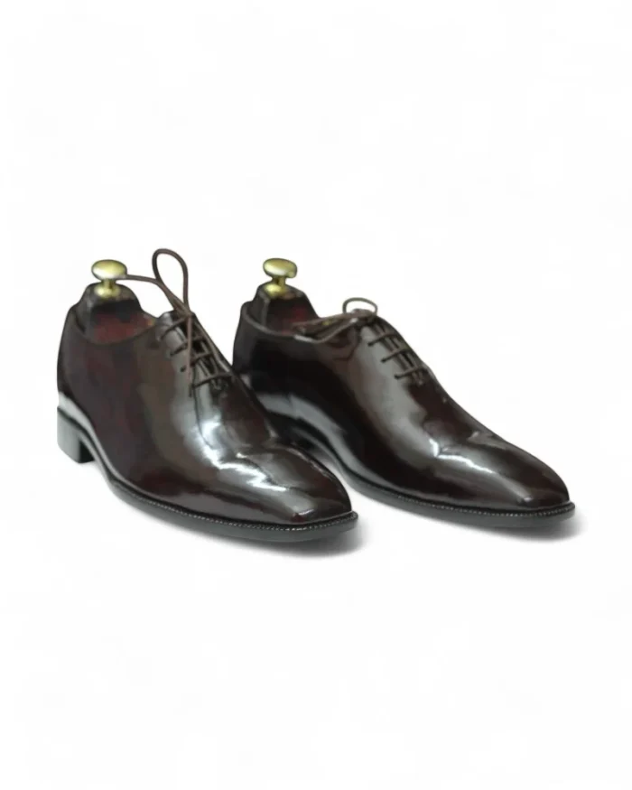 Back View of Men's Glassy Leather Whole Cut Oxford Shoes