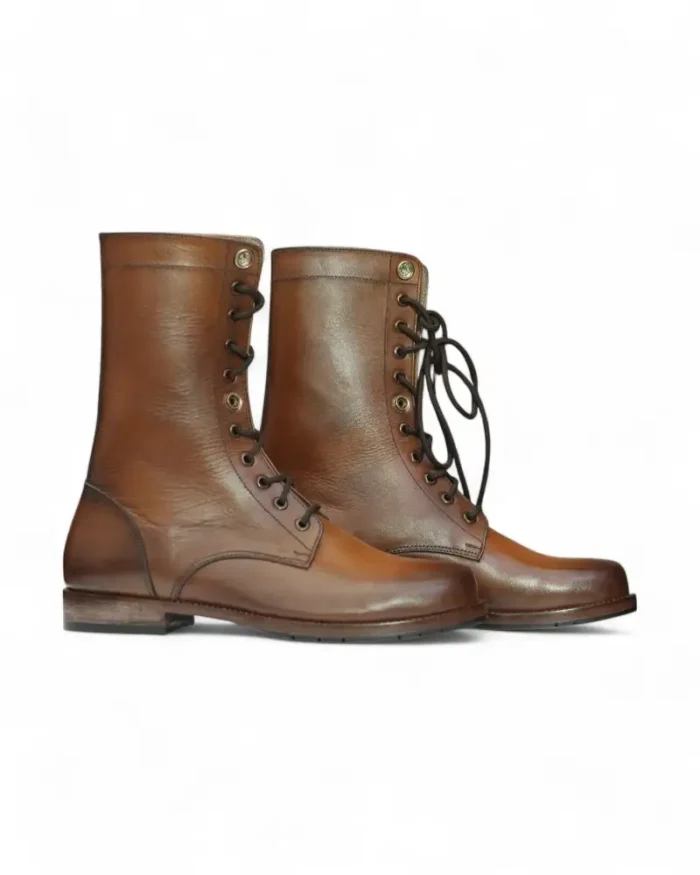 Vintage Leather Mid-Calf Boots – Close-Up of Round Toe