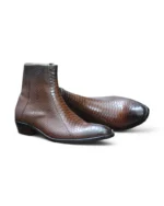 Comfortable leather-lined interior of the Men's Brown Ankle Zipper Boots