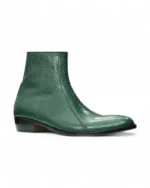 Comfortable leather-lined interior of the Men's Green Ankle Zipper Boots